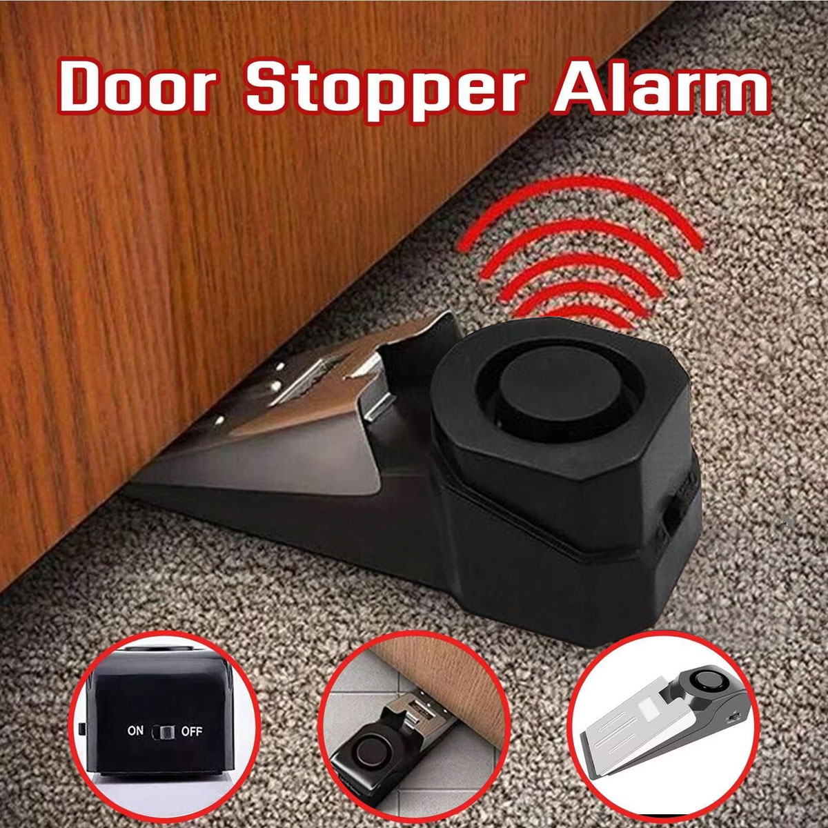 Home Security Tapo - Kabelloses Türstopper-Alarmsystem 120dB Keilförmiger Sicherheits-Bodentürstopper Haus-Türstopper