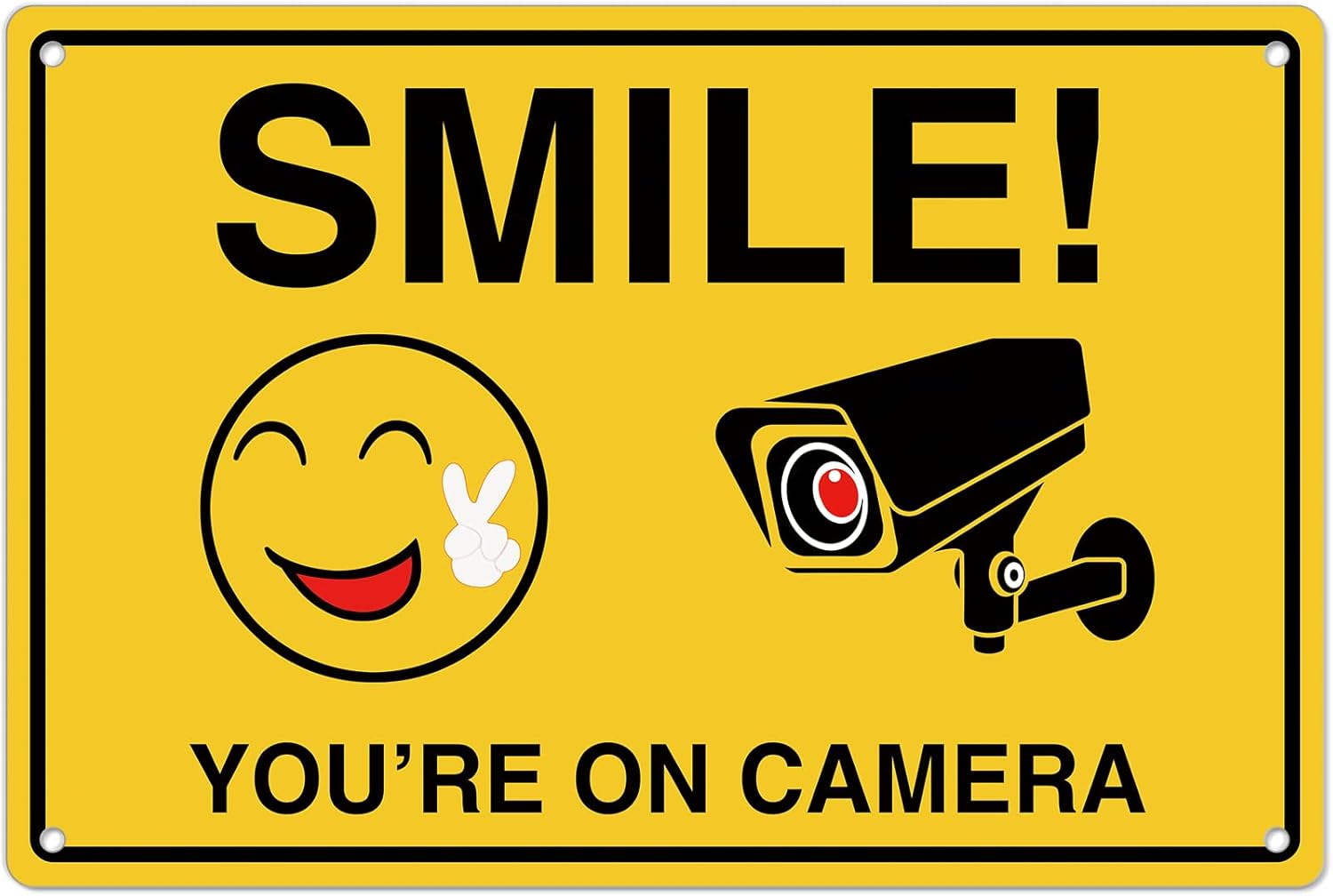 Home Security Monitoring - Smile Youre On Kameraschilder; Rostfreie Aluminium-Videoüberwachung