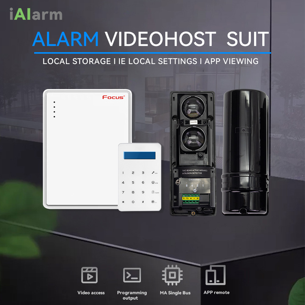 Home Security Beams - iAlarm Dual-Beam-Infrarot-Sensor-Alarmsystem-Anzug, 100 m kabelgebundener Barrieredetektor,