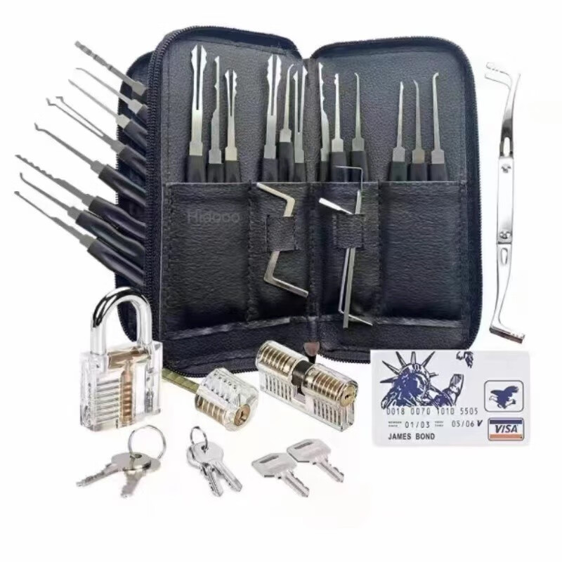 Lock Picking Set - Professionelles Lockpicking-Set mit transparentem Übungsschloss, Lockpicking-Kit,