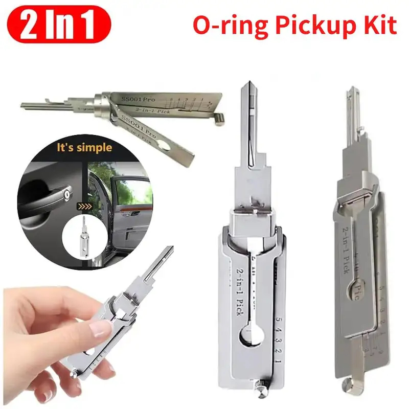 Lock Picking Set - SS001 Pro Edelstahl-Schlüsseldecoder 2-in-1 Präzisions-Haken- und