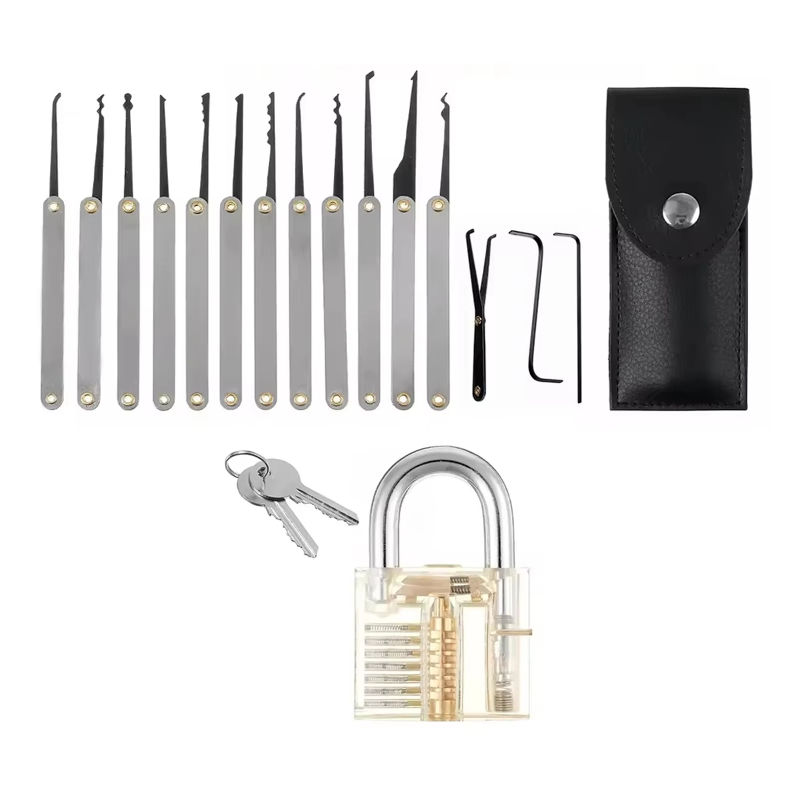 Lock Picking Set - 15-teiliges Kit, multifunktionales Werkzeug, tragbares Auto-Entriegelungsset,